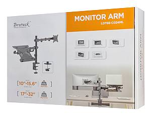 BRATECK βάση γραφείου οθόνης LDT66-C024ML, 17-32, έως 9kg, με θέση για laptop LDT66-C024ML