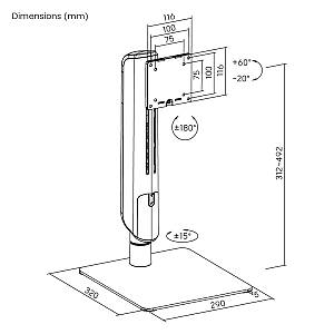 BRATECK βάση γραφείου οθόνης LDT70-T01, 17-49, έως 18kg, heavy duty LDT70-T01