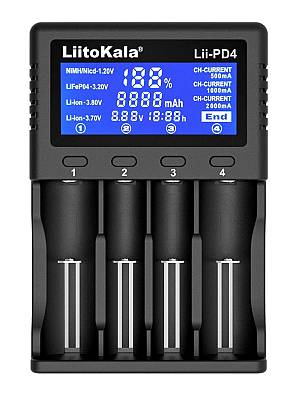 LIITOKALA φορτιστής LII-PD4 για μπαταρίες NiMH/CD, Li-Ion, IMR, 4 slots LII-PD4