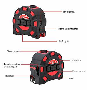 UNI-T ψηφιακό μέτρο laser LM60T, έως 60m, m/ft/in, με μετροταινία 5m LM60T
