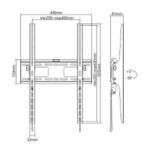 BRATECK επιτοίχια βάση τηλεόρασης LP42-64AT, 37-75, έως 75kg, οριζόντια LP42-64AT