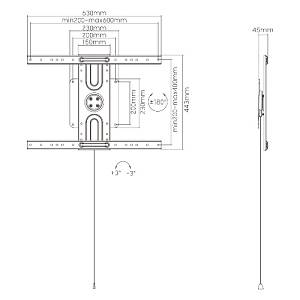 BRATECK επιτοίχια βάση τηλεόρασης LP69-46F , 37-80, έως 50kg LP69-46F