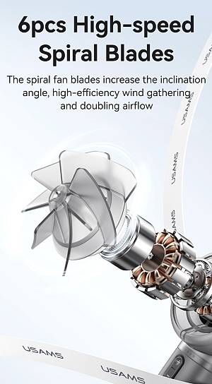 USAMS φορητός ανεμιστήρας LU01 με 5 ταχύτητες, 2000mAh, μαύρος LU01FS01