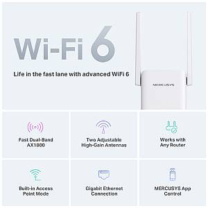 MERCUSYS range extender ME70X, Wi-Fi 6, 1800Mbps AX1800, Ver. 1.0 ME70X