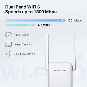 MERCUSYS range extender ME70X, Wi-Fi 6, 1800Mbps AX1800, Ver. 1.0 ME70X