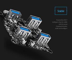 ORICO USB hub MH4U-U3, 4x θυρών, 5Gbps, διάφανο MH4U-U3-10-CR-BP