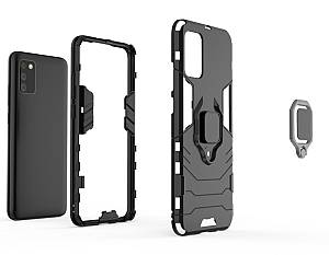 POWERTECH Θήκη Ring Armor MOB-1673 για Samsung A02s, μαύρη MOB-1673