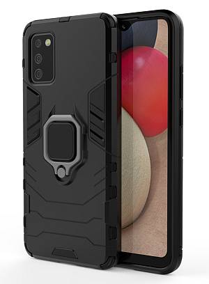 POWERTECH Θήκη Ring Armor MOB-1673 για Samsung A02s, μαύρη MOB-1673