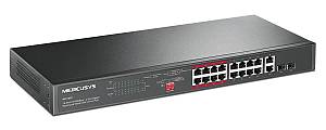 MERCUSYS rackmount switch MS118CP, 16x 10/100Mbps PoE+ & 2x Gigabit θύρες, UN/1.0 MS118CP