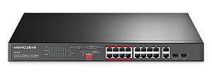 MERCUSYS rackmount switch MS118CP, 16x 10/100Mbps PoE+ & 2x Gigabit θύρες, UN/1.0 MS118CP
