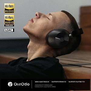 ONEODIO headphones Focus A5, ενσύρματα & ασύρματα, Hybrid ANC, 40mm, 600mAh, μαύρο OA-A5-BK