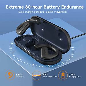 OPENROCKS earphones με θήκη φόρτισης OpenRock S, Open Wearable Stereo, ANC, μαύρο, by OneOdio OA-OPENROCKS-BK