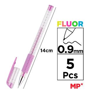 MP σετ στυλό fluorescent ballpoint PE124-5, 0.9mm, πολύχρωμα, 5τμχ PE124-5