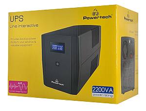 POWERTECH UPS Line Interactive PT-1298 με οθόνη, 2200VA, 1320W, 4x Schuko, 2x RJ45/RJ11, USB Type B PT-1298
