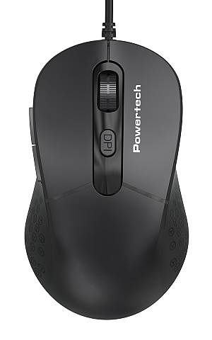 POWERTECH ενσύρματο ποντίκι PT-1467, οπτικό, έως 1600DPI, μαύρο PT-1467
