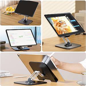 POWERTECH επιτραπέζια βάση για tablet PT-1494, περιστρεφόμενη, foldable, μαύρη PT-1494
