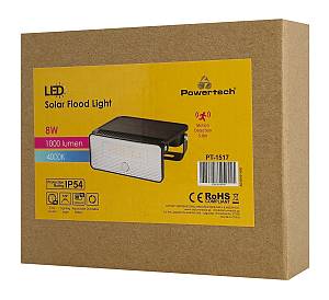 POWERTECH LED ηλιακό φωτιστικό PT-1517 με αισθητήρα κίνησης, 8W, 1800mAh, μαύρο PT-1517