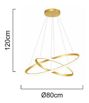 POWERTECH LED φωτιστικό οροφής PT-1530, 60W, 4000K, Φ80x120cm, χρυσό PT-1530