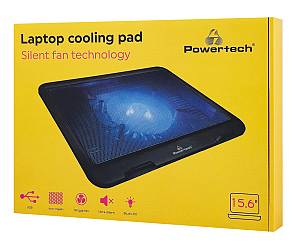 POWERTECH Βάση & ψύξη laptop PT-740 έως 15.6, 125mm fan, LED, μαύρο PT-740
