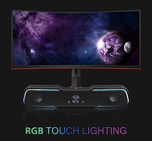 POWERTECH gaming soundbar PT-974, 10W RMS, Bluetooth, 3.5mm, RGB, μαύρο PT-974