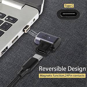 POWERTECH αντάπτορας USB-C PTH-107, μαγνητικός, 100W, 40Gbps, γκρι PTH-107