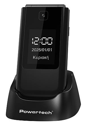 POWERTECH κινητό τηλέφωνο Sentry Dual II V2, 2 οθόνες, dual SIM, πλήκτρο SOS, μαύρο PTM-23