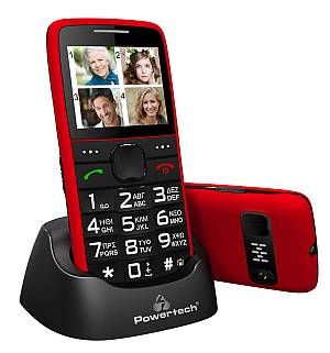 POWERTECH Κινητό Τηλέφωνο Sentry Eco PTM-25, SOS Call, με φακό, κόκκινο PTM-25