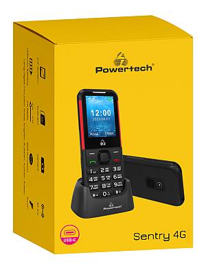 POWERTECH κινητό τηλέφωνο Sentry 4G PTM-33, SOS Call, με φακό, μαύρο PTM-33