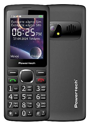 POWERTECH κινητό τηλέφωνο Sentry 4G Bar, 2.4, dual SIM, με κάμερα, μαύρο PTM-36
