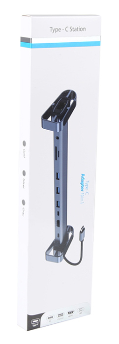 POWERTECH docking station PTR-0152, 10 θυρών, βάση laptop, USB-C, γκρι PTR-0152