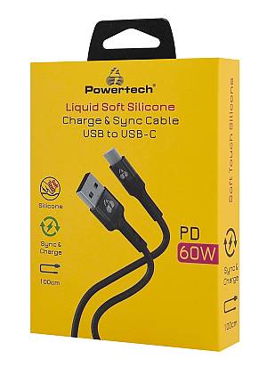 POWERTECH καλώδιο USB-C σε USB PTR-0161, σιλικόνης, 60W, 480Mbps, 1m, μαύρο PTR-0161