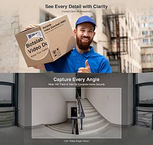 BOTSLAB smart κουδούνι με κάμερα R801, 3MP/2K, WiFi, 5000mAh R801