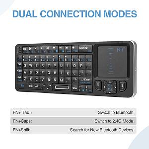 RIITEK ασύρματο mini πληκτρολόγιο K06, backlit, Bluetooth/2.4GHz, μαύρο RT-MWK06