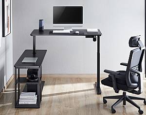 BRATECK ηλεκτρικό γραφείο S08-22DL-2, ρυθμιζόμενο ύψος, 136x120cm, μαύρο S08-22DL-2