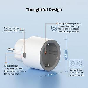 SONOFF smart αντάπτορας ρεύματος S60TPF, μονός, 4000W, WiFi, λευκός S60TPF