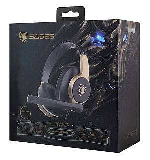 SADES gaming headset UPOWER, 3.5mm σύνδεση, 40mm, μαύρο/χρυσό SA-703-BK