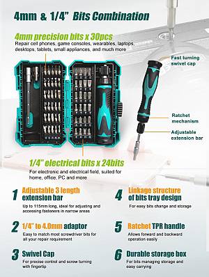 PROSKIT σετ κατσαβίδι ακριβείας SD-9857M με 54 μύτες, με θήκη, 57τμχ SD-9857M