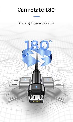 USAMS καλώδιο Micro USB σε USB SJ478, περιστρεφόμενο, 2A, 1m, πράσινο SJ478USB02
