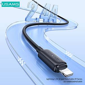 USAMS καλώδιο Lightning σε USB US-SJ694, 2.4A, 480Mbps, 2m, λευκό SJ694USB02