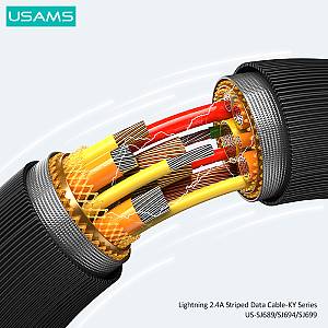 USAMS καλώδιο Lightning σε USB US-SJ694, 2.4A, 480Mbps, 2m, λευκό SJ694USB02