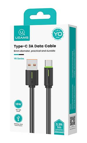 USAMS καλώδιο USB-C σε USB US-SJ732, 3A, 480Mbps, 1m, μαύρο SJ732USB01