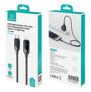 USAMS καλώδιο Lightning σε USB-C SJ741, 30W, 480Mbps, 1.2m, μαύρο SJ741USB01