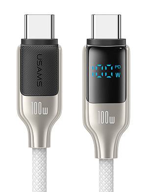 USAMS καλώδιο USB-C SJ742, 100W, 480Mbps, 1.2m, λευκό SJ742USB02