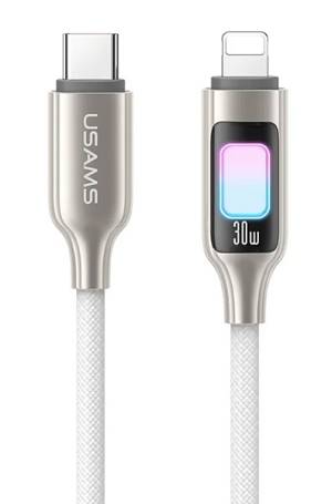 USAMS καλώδιο Lightning σε USB-C SJ749, 30W, 480Mbps, 1.2m, λευκό SJ749USB02
