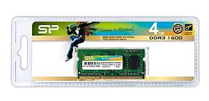 SILICON POWER Μνήμη DDR3 SODimm, 4GB, 1600MHz, PC3-12800, CL11 SP004GBSTU160N02