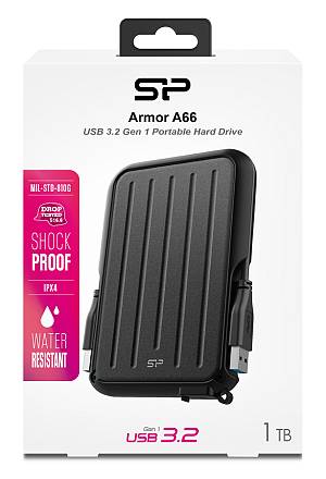 SILICON POWER εξωτερικός HDD Armor A66, 1TB, USB 3.2, μαύρος SP010TBPHD66SS3K