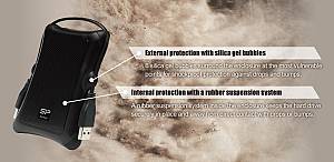 SILICON POWER εξωτερικός HDD Armor A30, 1TB, USB 3.2, μαύρος SP010TBPHDA30S3A