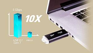 SILICON POWER USB Flash Drive Blaze B02, 16GB, USB 3.2, μαύρο SP016GBUF3B02V1K