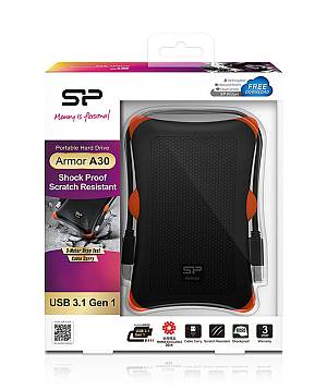 SILICON POWER εξωτερικός HDD Armor A30, 2TB, USB 3.2, μαύρος SP020TBPHDA30S3K