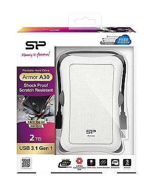 SILICON POWER εξωτερικός HDD Armor A30, 2TB, USB 3.2, λευκός SP020TBPHDA30S3W